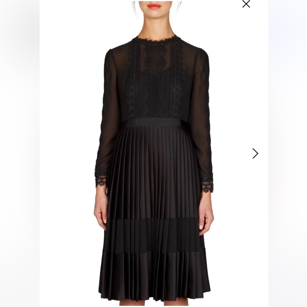 Ted Baker lace trim pleated midi dress